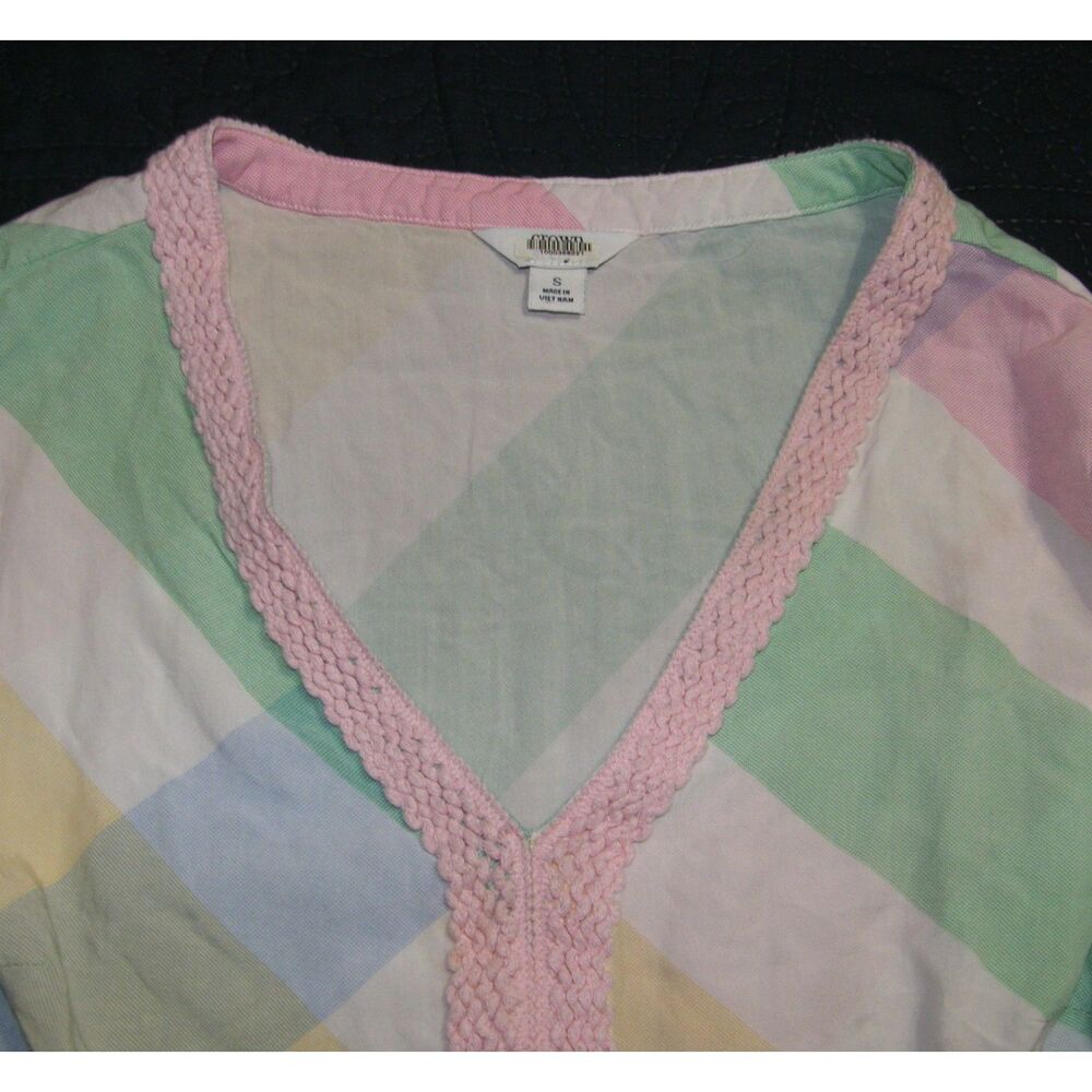 Plaid Pastel Colors Sz Small Church Office or Casual Midi Dress CROWN & IVY - Picture 7 of 7